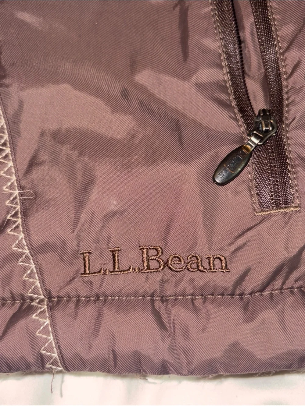 L.L. Bean Girls Medium 5-6 Brown parka W/removable Hood Zip-Up Jacket